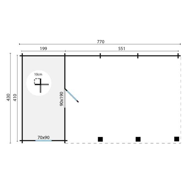 Ikast carport med 7,6m2 skur (44mm godstykkelse)