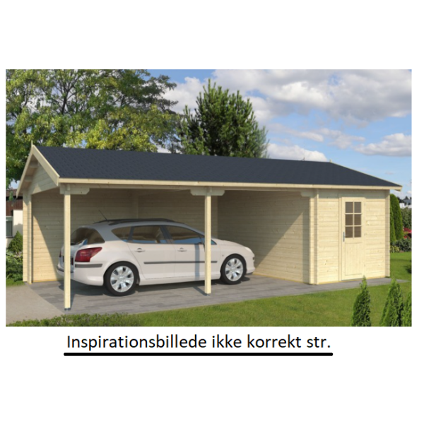 Ikast carport med 15m2 skur (44mm godstykkelse)