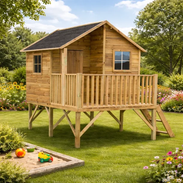 Legehus Jakob p� stolper - leg og frihed i h�jden 2,35m2 - S�lvklasse