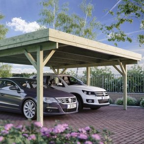 Guldklasse: Dobbelt trcarport model Daldorf i trykimprgneret inkl. trapez tag 604x510cm (BxL)