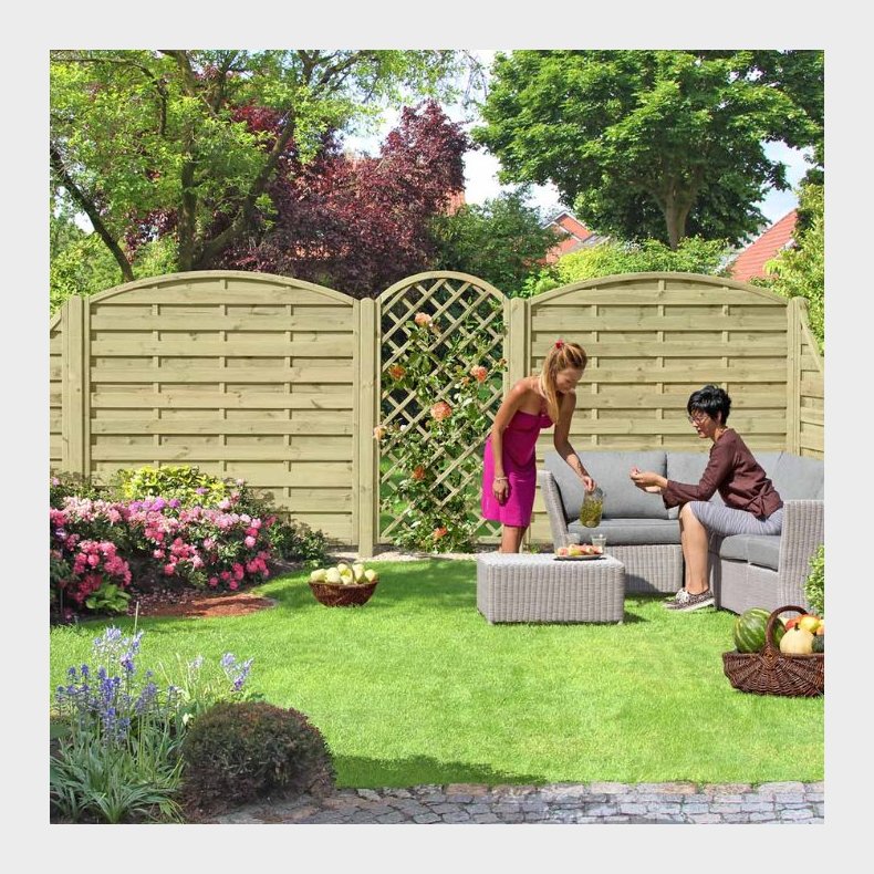 Lamelhegn 180 x 160 med bue op - model Kampen