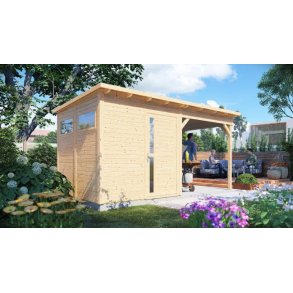 Kassel 2 Set redskabsskur ubehandlet p 5,1m2 + tilbygning