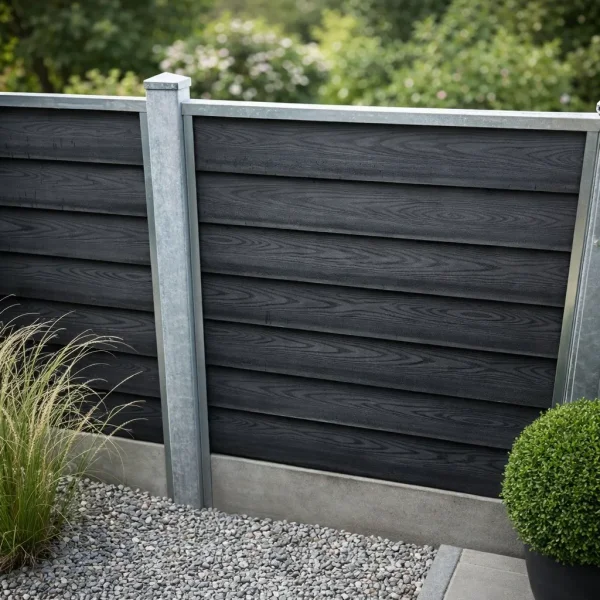 Platinklasse: Korfu komposithegn med betonbundplade, galv st�lstolper og tilbeh�r