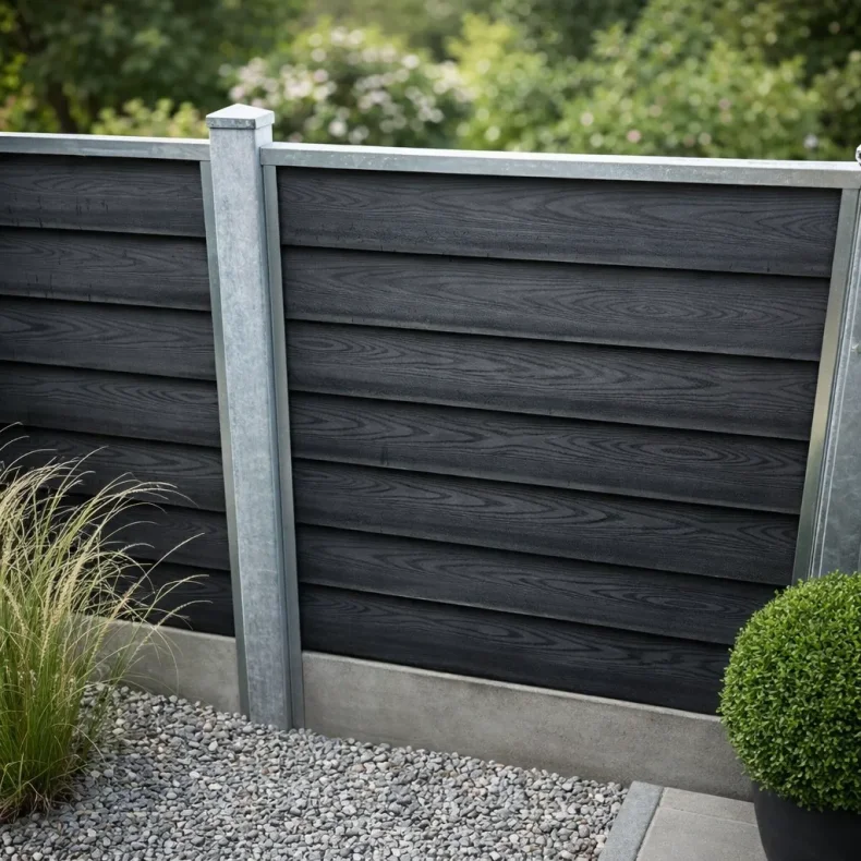 Korfu komposithegn med betonbundplade og st�lstolper - Platinklasse