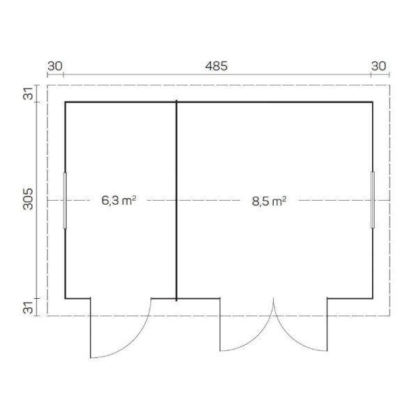 Kragelund redskabsskur med 2 rum p 14,8m2 i ubehandlet tr