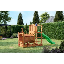 Loco leget�rn teak farvet med gr�n rutsjebane