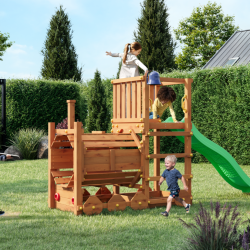 Loco leget�rn teak farvet med gr�n rutsjebane