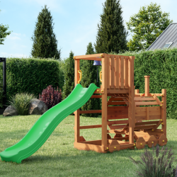 Loco leget�rn teak farvet med gr�n rutsjebane