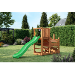 Loco leget�rn teak farvet med gr�n rutsjebane