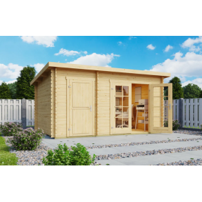 Redskabsskur model Borup 9 m med 2 rum og dre med glas - Guldklasse