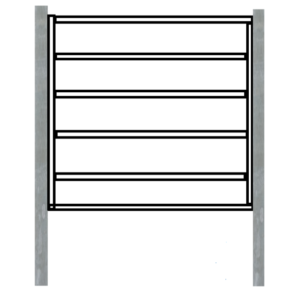 Platinklasse: Lefkas LODRET komposithegn m. bekldning p 2 sider inkl. galv. stolper og tilbehr