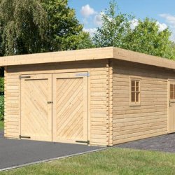 Lemvig garage i ubehandlet tr med fladt tag p 18,7m2