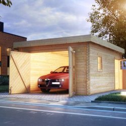 Lemvig garage i ubehandlet tr med fladt tag p 18,7m2