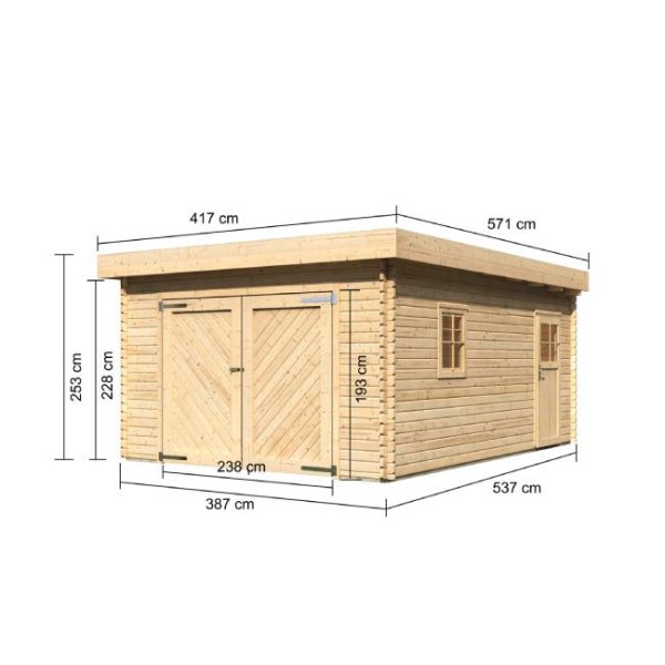 Lemvig garage i ubehandlet tr med fladt tag p 18,7m2