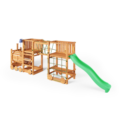 Loco express eget�rn teak farvet med gr�n rutsjebane