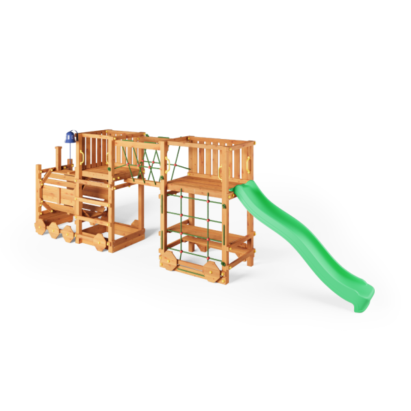 Loco express leget�rn teak farvet med gr�n rutsjebane