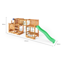 Loco express eget�rn teak farvet med gr�n rutsjebane