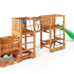 Loco express leget�rn teak farvet med gr�n rutsjebane