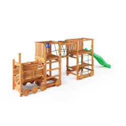 Loco express eget�rn teak farvet med gr�n rutsjebane