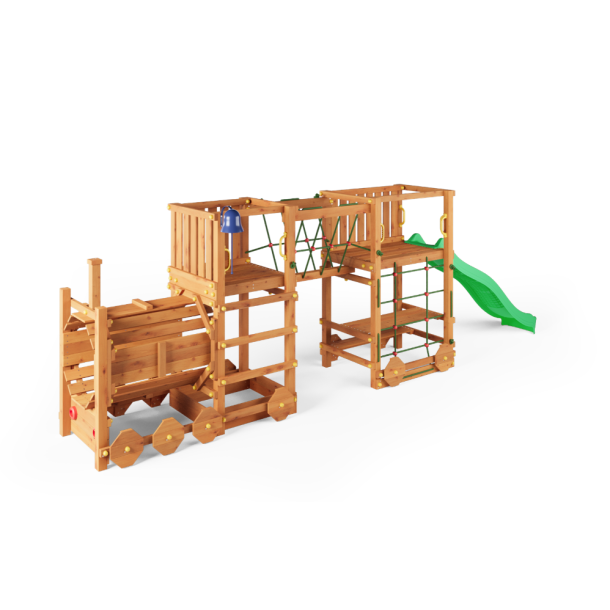 Loco express eget�rn teak farvet med gr�n rutsjebane