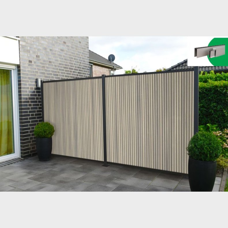 Samos lodret komposithegn med alustolper i antracit - Slvklasse