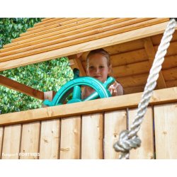 Mlkevejen legetrn i teak inkl. rutsjebane, klatrevgge, klatrereb m.m.