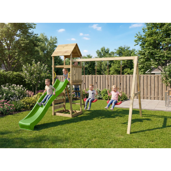 MaxPlay 2.2 leget�rn med to gynges�der, rutsjebane og klatrev�g