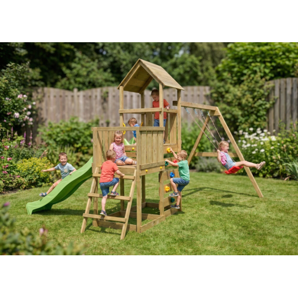 MaxPlay 3.2 leget�rn med to gynges�der, rutsjebane og klatrev�g