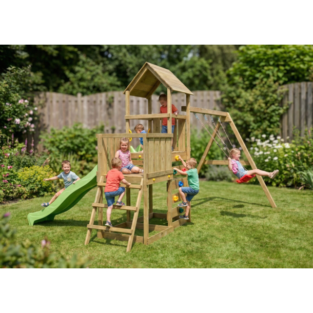 MaxPlay 3.2 leget�rn med to gynges�der, rutsjebane og klatrev�g