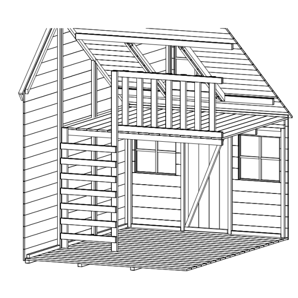 Legehus Mia med hems og kvist  et rummeligt legehus i to etager