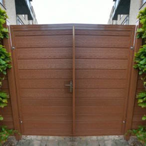 Nice pulverlakeret brun dobbeltl�ge inkl. stolper 197x180cm (BxH)