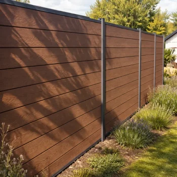 Nice komposithegn med alu stolper i antracit - Guldklasse