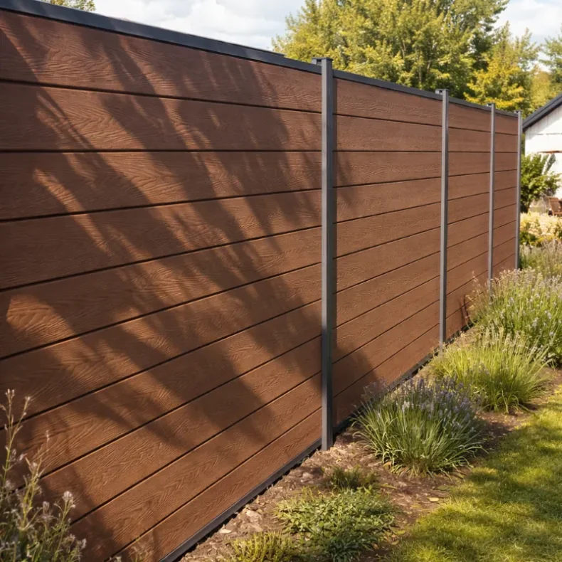 Nice komposithegn med alu stolper i antracit - Guldklasse