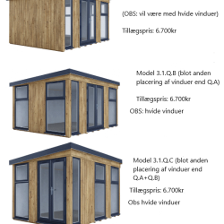 Dominator isoleret hjemmekontor 4,5x3,5m BxD på 15,75m2 - (model 3.1)