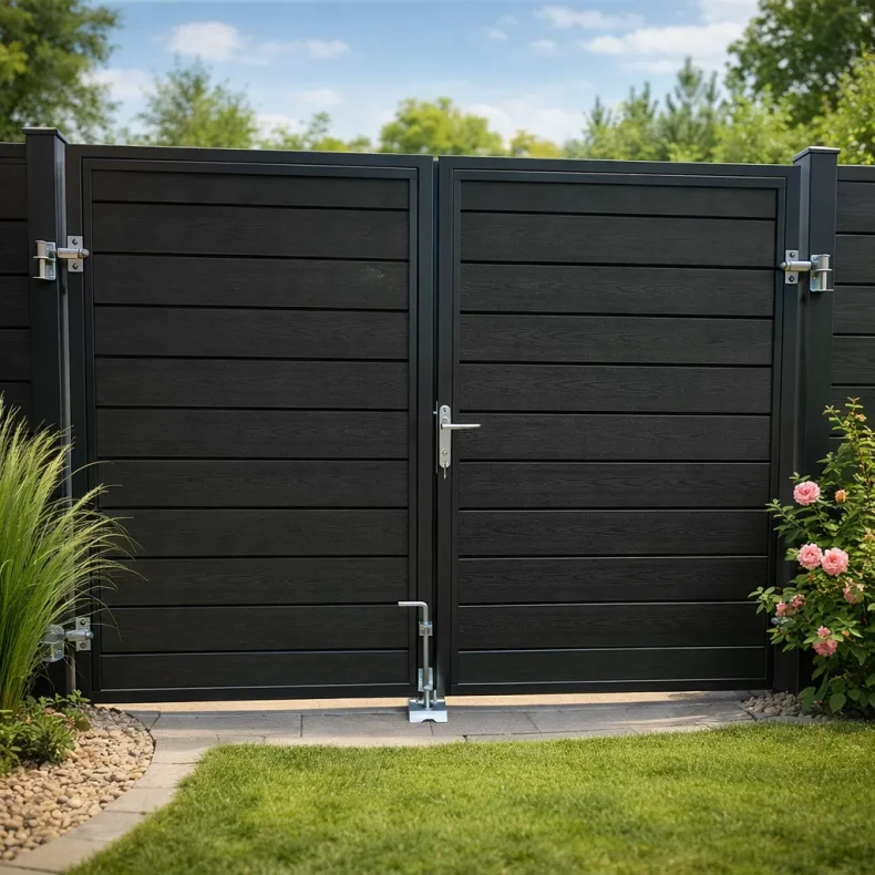 Nice pulverlakeret sort dobbeltl�ge inkl. stolper 197x140cm (BxH)