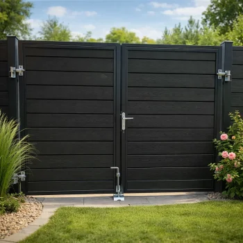 Nice pulverlakeret sort dobbeltl�ge inkl. stolper 197x90cm (BxH)