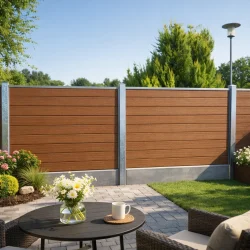 Guldklasse: Nice komposithegn med betonbundplade, galvaniserede st�lstolper og tilbeh�r