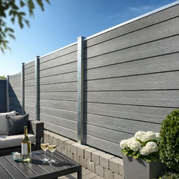 Nice komposithegn med galvaniserede st�lstolper - Guldklasse