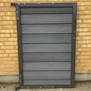  Nice kompositlge i alu antracitfarvet inkl. beslag og stolper 90cm i bredden x den valgte hjde