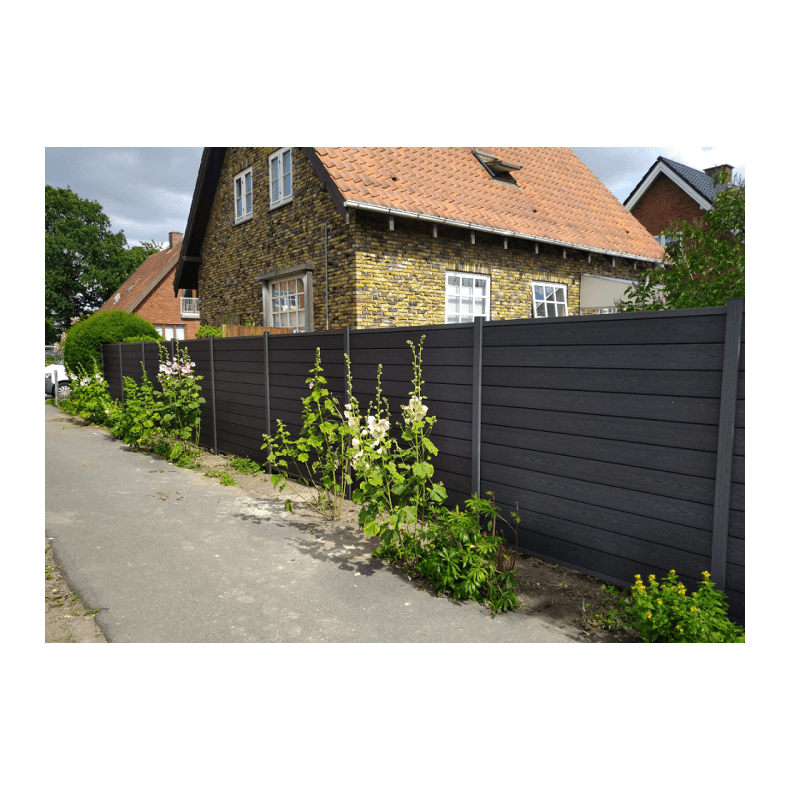 Nice komposithegn med alu stolper i antracit - Guldklasse