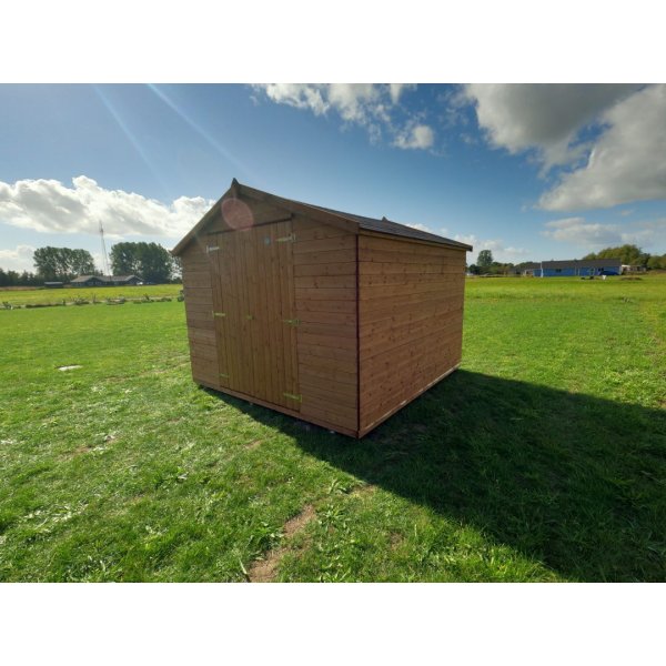 Outlet Noa redskabsskur i trykimprgneret tr 9m2: Platinklasse (skader p 2 brdder)