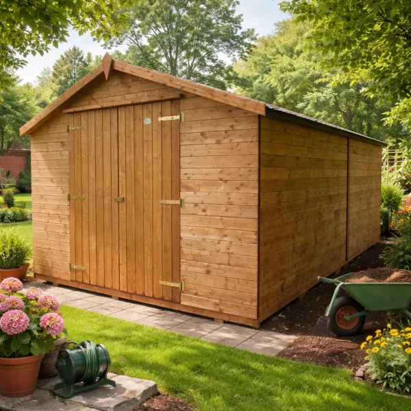 Noa redskabsskur i trykimpr�gneret tr� 14,4 m2: Platinklasse