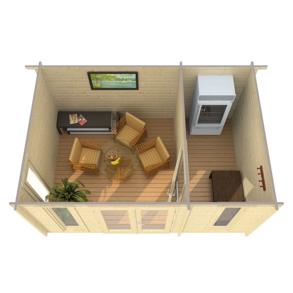 Oksbl redskabsskur model 5 i ubehandlet tr p 15m2