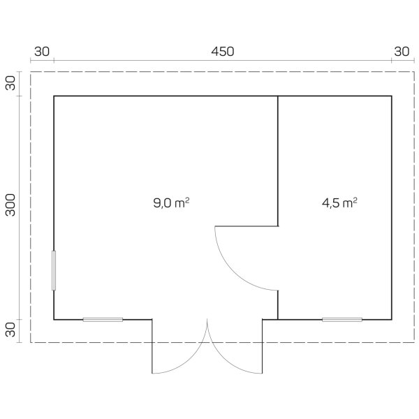 Oksbl redskabsskur model 5 i ubehandlet tr p 15m2