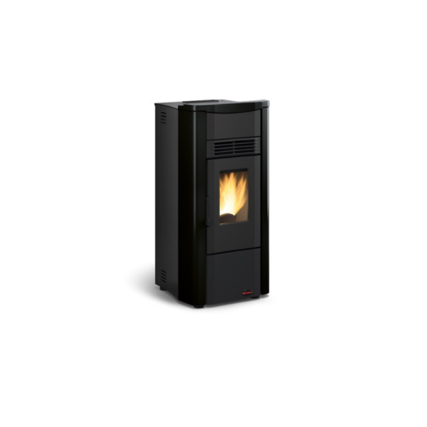 Brugt Pilleovn Giusy Premium pillebrndeovn i sort med topafgang og bagudgang (130m2)