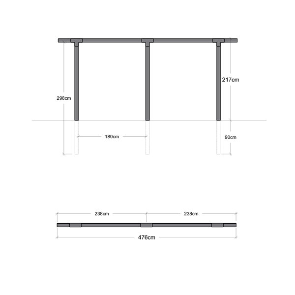 Rosenbue/pergola med 2 moduler