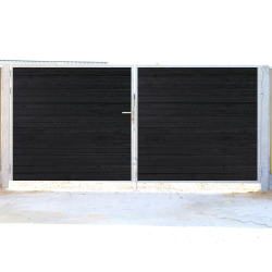 Plank profil sortmalet dobbeltlge med ls inkl. stolper 300x150cm (BxH)