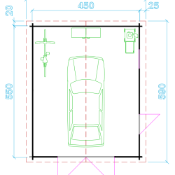 Gram garage med 40mm godstykkelse p 24,7m2 i ubehandlet tr
