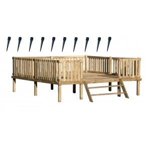 Tr�platform til legehus 3 x 3 meter � inkl. 10 jordankre