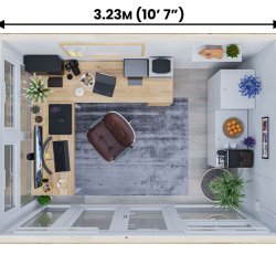 Dominator isoleret hjemmekontor 3,5x2,5m BxD på 8,7m2 - med ekstra vinduer (model 1)